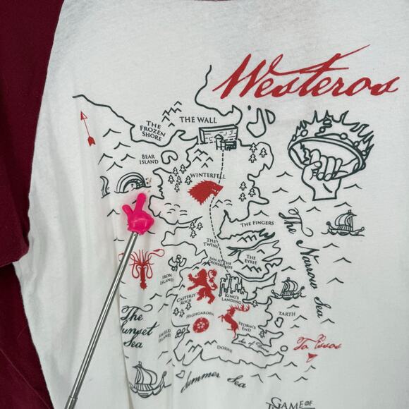 Game of Thrones Westeros Map Ringer Tee Men’s S Unisex Graphic - Picture 3 of 5